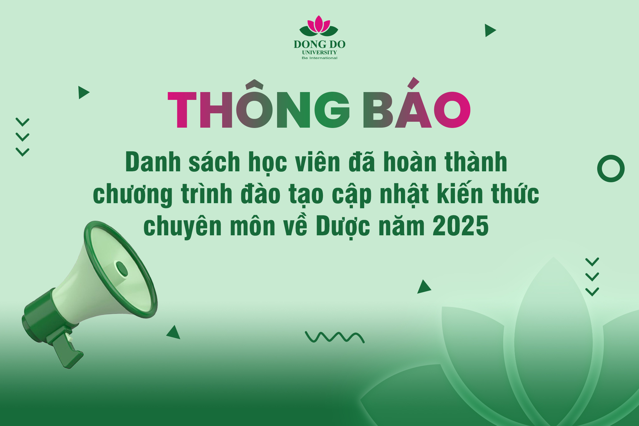 Danh sách học viên đã hoàn thành chương trình đào tạo cập nhật kiến thức chuyên môn về Dược năm 2025