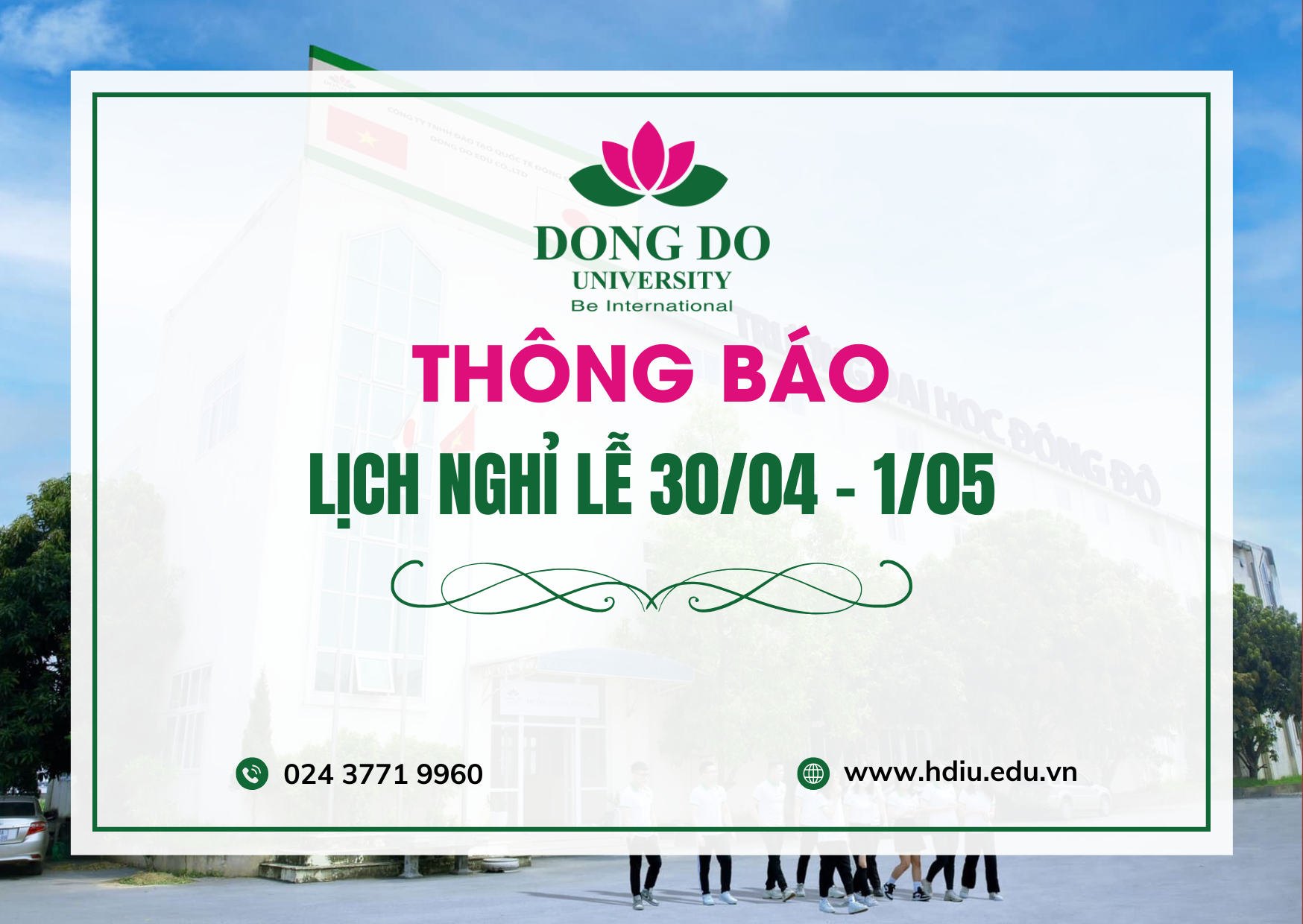 Thông báo về việc nghỉ Lễ Chiến thắng 30/4 và ngày Quốc tế Lao động 01/05/2025